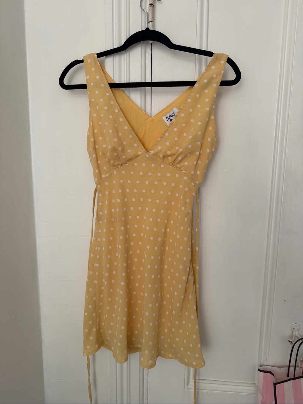 Princess Polly Yellow Polka Dot V-Neck Mini Dress